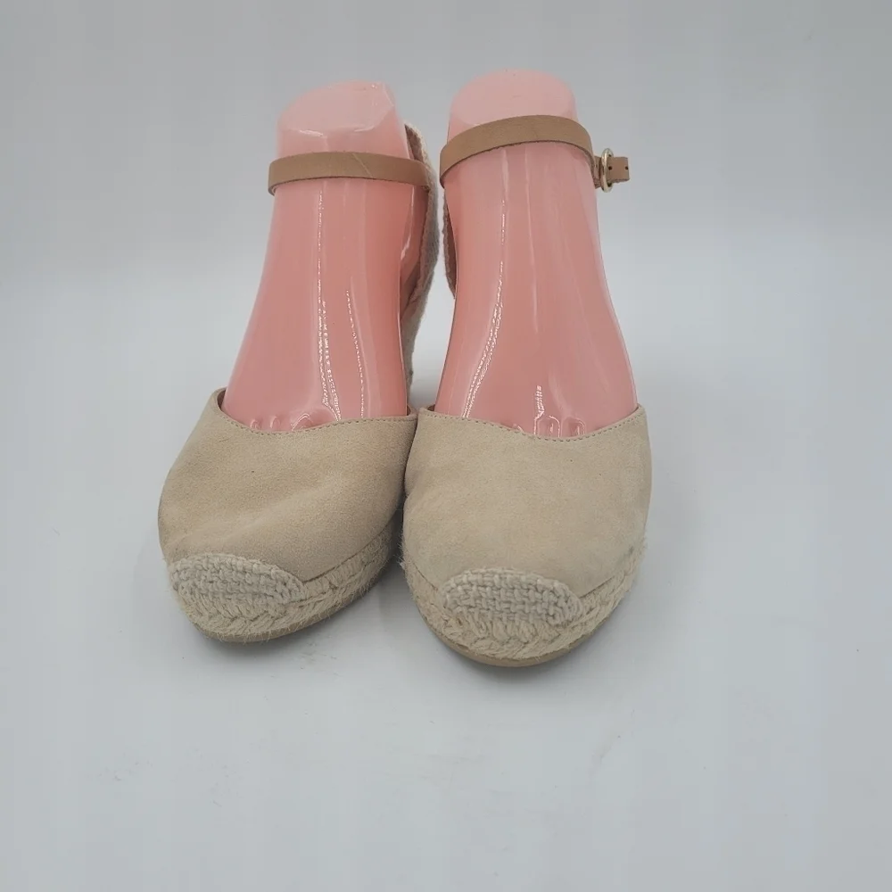 Kanna Laura espadrille wedge sandals suede and hemp size 9 new